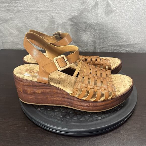 Korks Women's Size 9M Brown Woven Marley Platform Wedge Heel Adjustable Sandals - Picture 1 of 8
